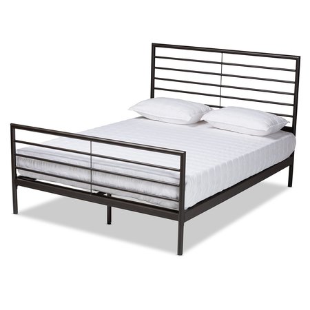 BAXTON STUDIO Alva Modern and Contemporary Industrial Black Finished Metal Queen Size Platform Bed 187-11631-Zoro